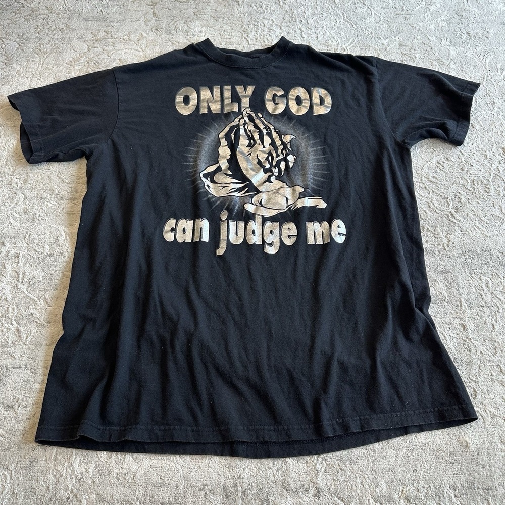 VTG‎ AAA Only God Can Judge Me Praying Hands Tee Shirt Black 5XL